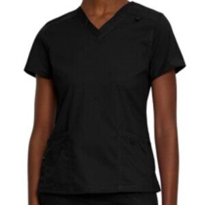 Landau Proflex Tailored Fit Comfort Stretch 3-Pocket Scrub Top, Black Size L